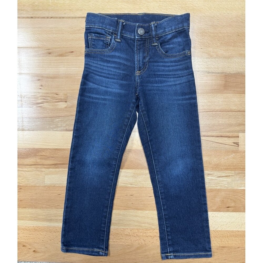 Gap Denim Boy's Blue Jeans size 4 Years Toddler Slim Straight Stretch Dark Wash